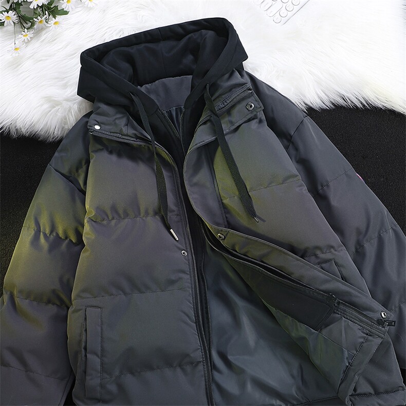 棉衣男三防冬季新款港风宽松连帽假两件加厚棉服914-4-WT08P70，男装棉衣，星座914-4