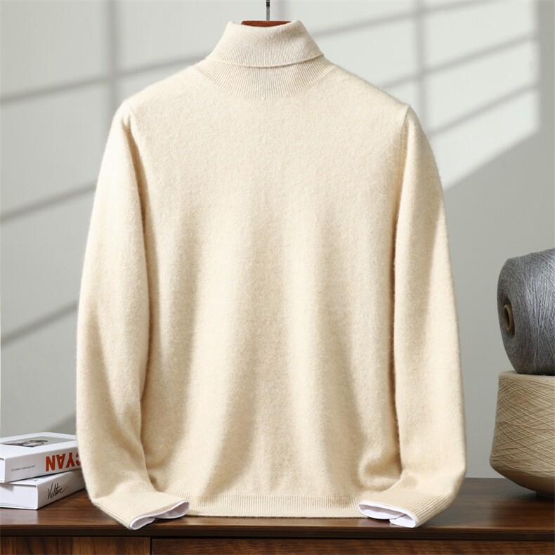 2025舒适百搭简约秋冬新款舒适简约高领长袖保暖，男装羊绒套衫，蒙亿羊绒