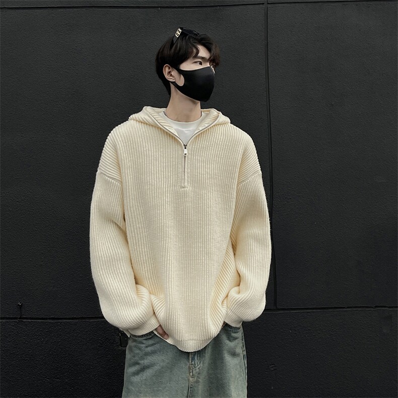 517A-8-M624-P85现货重磅高品质毛衣拉链连帽韩版针织衫黑墙,男装针织衫/毛衣,星座517A-8（原B282）