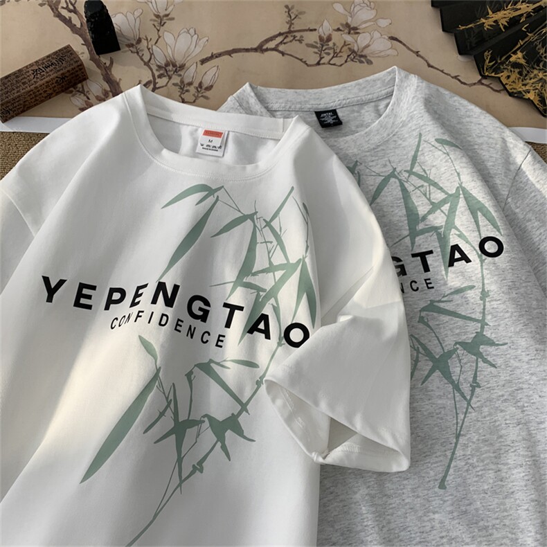 抖音直播供货纯棉260克印花短袖T恤A158-T308-P28控48,男装T恤,电商A158