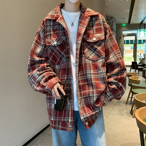 A896-P55 2024春秋季小香格子外套新款潮牌夹克千鸟格衣服男士图片
