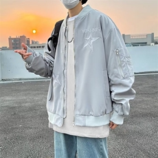 立领简约潮流宽松型日常原宿拉链青春流行春秋长袖新款夹克，男装夹克，星座716-4