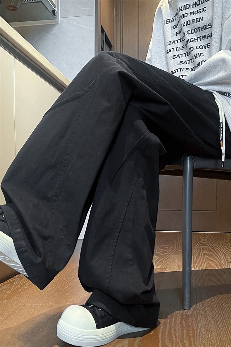 8XL-M休闲裤男日系潮牌拼接宽松阔腿裤直通工装裤K9103P68控88,男装休闲裤,电商D206-1