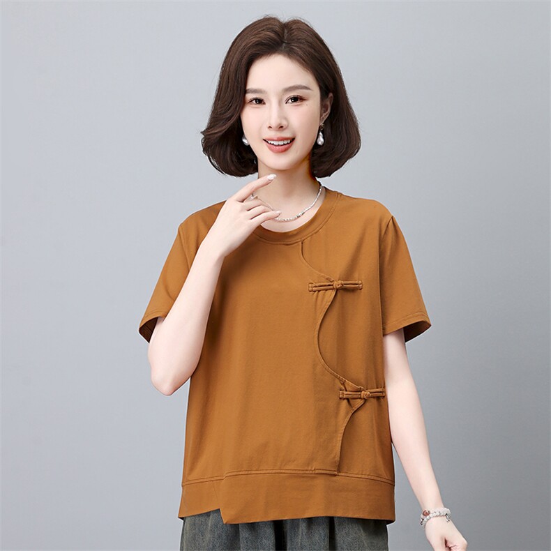 新款女装宽松显瘦短袖T恤时尚百搭舒适棉质上衣夏季必备单品，女装T恤，叶笙衣