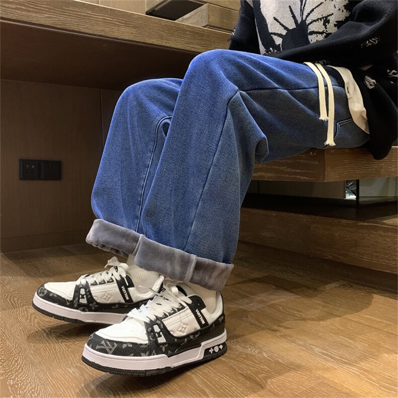 直筒加绒牛仔裤男加厚保暖宽松休闲裤子A080-9291-常规P35加绒P45,男装牛仔裤,电商A080