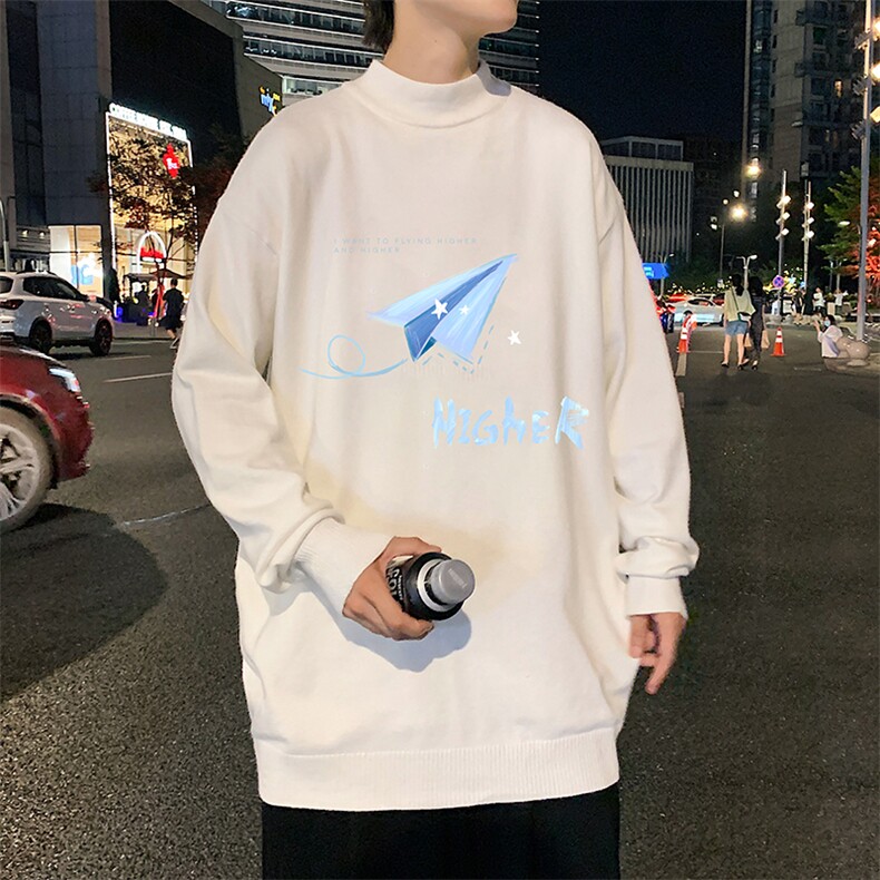 半高领毛衣男士大码针织衫男毛线衣男 M18270-P45 加绒款-P65图片