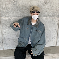 牛仔外套男士韩版潮流宽松百搭痞子帅气2025春季ins夹克W6226-P72，男装工装外套，星座412-2