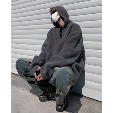 复古小众半拉链连帽毛衣男韩版纯色oversize秋冬针织衫外套-M0029，男装针织衫/毛衣，星座601-2