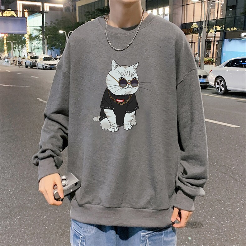 S6044-P28加绒款-P33秋季圆领卫衣男大码韩版宽松长袖外套,男装卫衣,电商A040