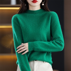 特价清仓加厚羊绒衫女半高领秋冬短款内搭毛衣纯色羊毛针织打底衫图片