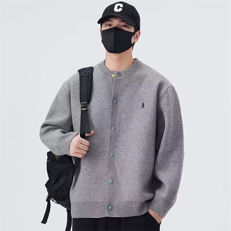 1506/QM390/P60新款棒球领粗针开衫休闲慵懒感毛衣外套男女同款,男装针织衫/毛衣,星座1506