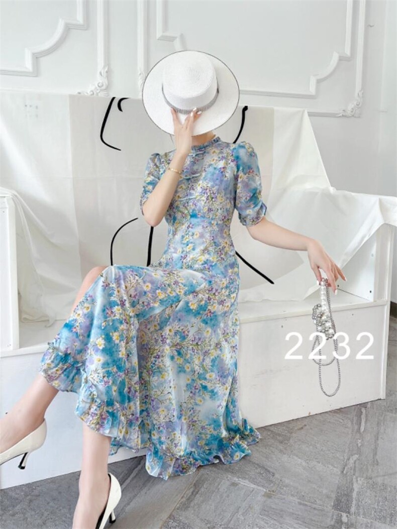 【现货】2022夏季新款韩版碎花雪纺连衣裙，女装连衣裙，珍·洛曼