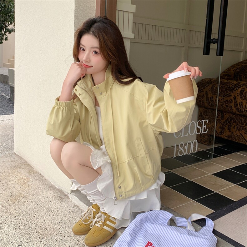 [现货新款]浅黄色休闲短外套女宽松春秋上衣2C353--723#P165K268,女装短外套,2C353