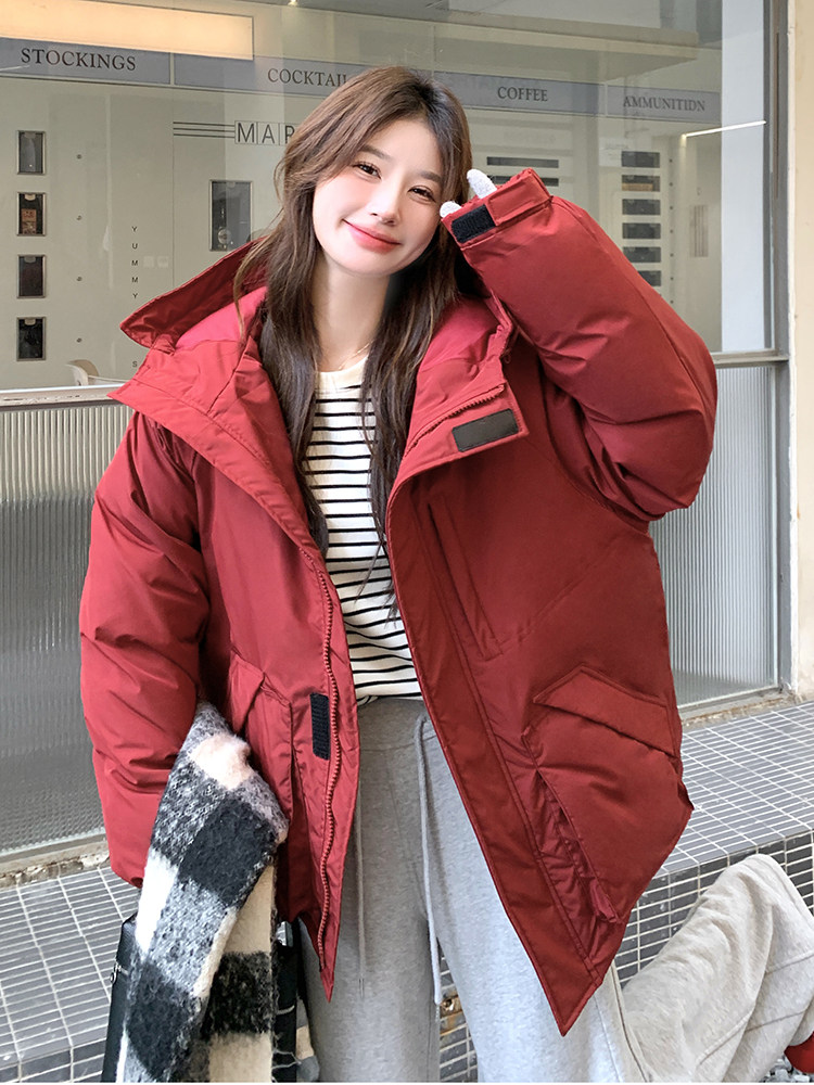 安可拉红连帽加厚棉服2c309-7717-p165-k248,女装棉衣/棉服,2C309