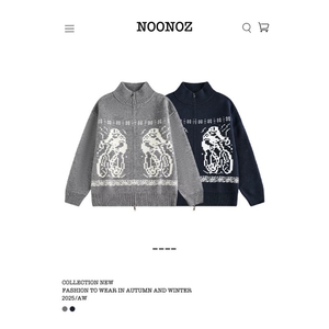 复古提花立领开衫毛衣女情侣款针织衫休闲上衣外套ZZS159P65图片