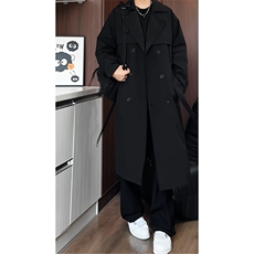 F2068/P80秋装双排扣长款过膝风衣男大码男中长款大衣男上衣，男装风衣，电商A141