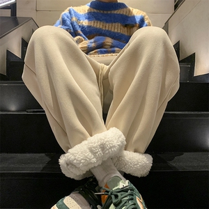 麂皮绒羊羔毛重磅加绒束脚卫裤M~5XL XZ604-KP87-P65控78图片