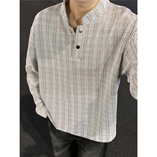 春款美式正肩亨利衫男款长袖t恤上衣肌理提花Polo卫衣WY558-P45，男装T恤，星座308B-2