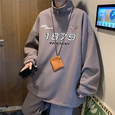 23春季新款时尚潮流半拉链翻领卫衣休闲百搭运动裤H101P110控158，男装卫衣，电商A247