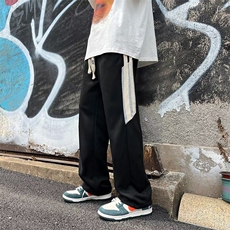 休闲裤抽绳篮球直筒宽松男潮牌垂感裤子秋季百搭重磅阔腿长裤，男装休闲裤，星座506