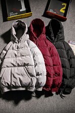 2021冬季新日系大码地毯风宽松连帽男保暖加棉衣面包服M8011-P85，男装棉衣，电商A001