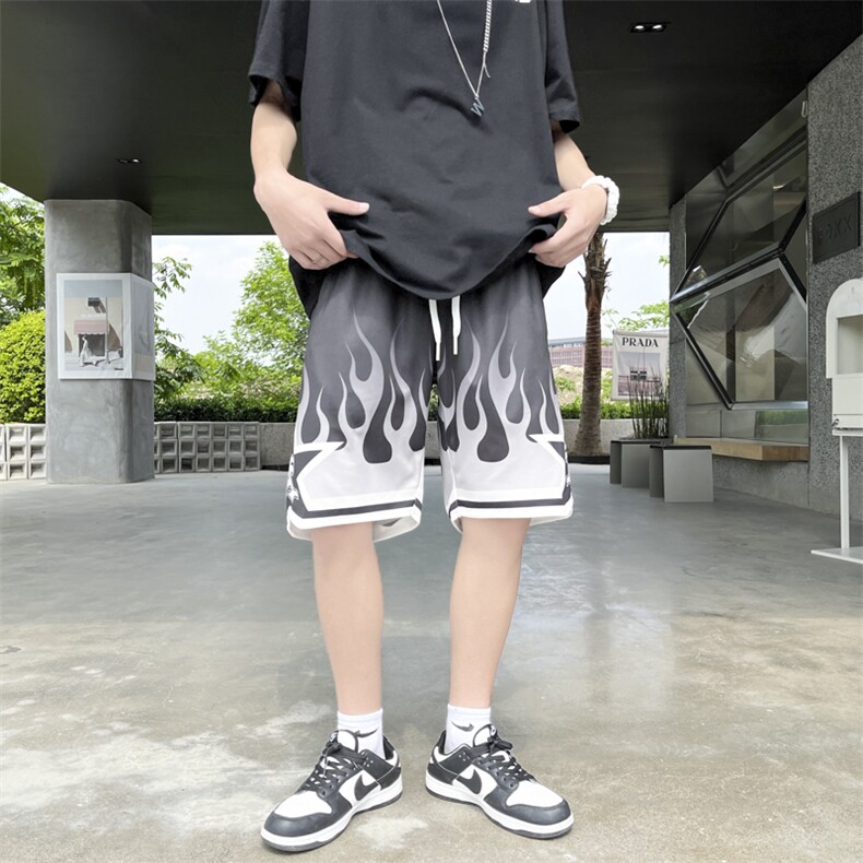 2024夏新款港风宽松大码篮球火运动短裤休闲裤DK04-P40,男装休闲裤,星座914-3