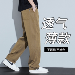 3168-P45 夏季青少年薄款阔腿休闲裤男士宽松潮莱赛尔牛仔天丝裤图片