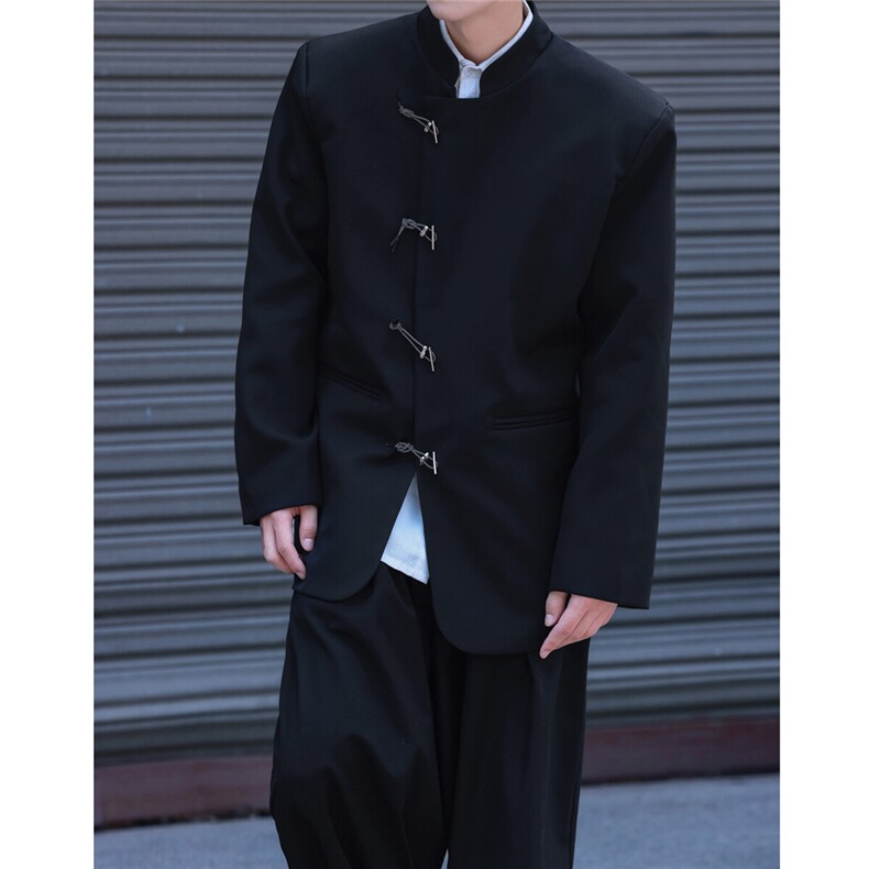 2025中式金属盘扣设计西服男成分:96%聚酯纤维4%氨纶XF77071P85控,男装西服,星座227-7