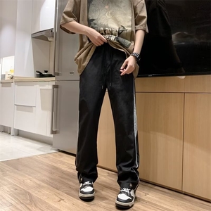 休闲裤男韩版潮流高街帅气拼色2024春夏季新款ins长裤K5073-P35图片