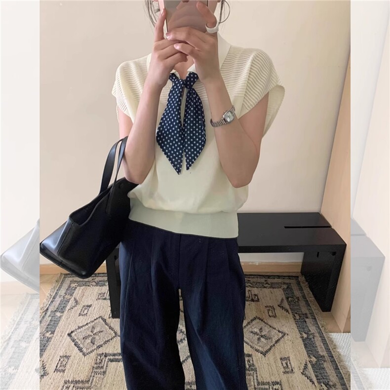 2025年夏季短袖丝巾POLO领短袖时尚百搭通勤，女装T恤，恒旺羊绒