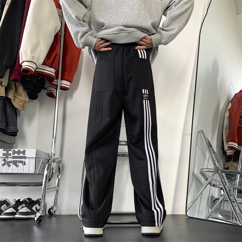 春秋款三条杠华棉卫裤直筒休闲裤长裤KK163-P50,男装休闲裤,星座1213