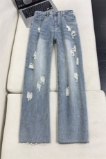 B221美式ins高街暗黑宽松直筒破洞牛仔裤LK25503-特P45控78，男装牛仔裤，电商B221