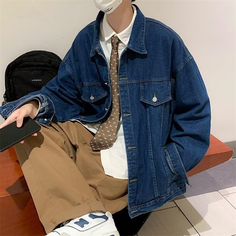 牛仔外套男潮流宽松港风ins痞帅上衣春秋港风复古工装JK8818/P58,男装工装外套,星座506