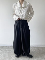 夏季防晒中式缎面提花复古盘扣翻领长袖男女衬衣禁欲系暗黑123P85，男装衬衫，星座901-1（原C217）