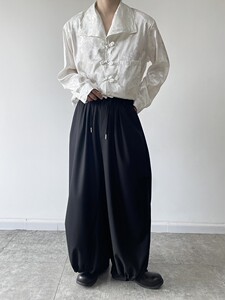 夏季防晒中式缎面提花复古盘扣翻领长袖男女衬衣禁欲系暗黑123P85图片