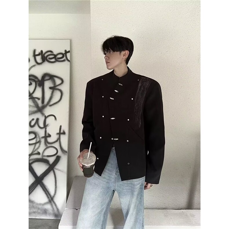 风秋款男西服外套扎染铆钉单排新中式西装外套JK210P75,男装西服套装,星座1013-1