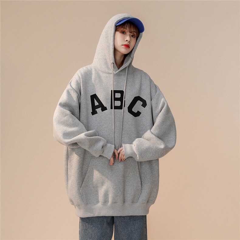 中性23春季新款简约ABC字母印花宽松连帽套头卫衣W295P40控58,男装卫衣,A247A