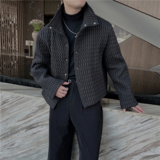 冬季网红高级感褶皱薄款棉衣男韩版立领菱形棉服潮M008-P125控155，男装棉衣，电商B267