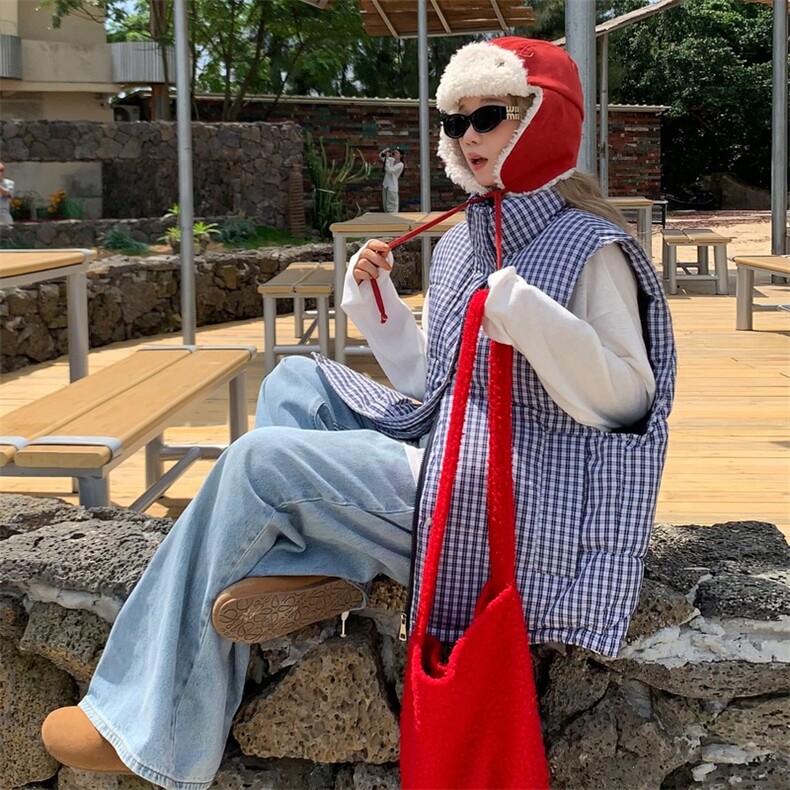 立领格子棉服马甲外套男女同款,男装棉衣,星座1210-1