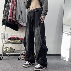 2024新款高街潮牌牛仔裤男春季复古做旧阔腿工装裤现货K7765-P50，男装牛仔裤，星座512-3
