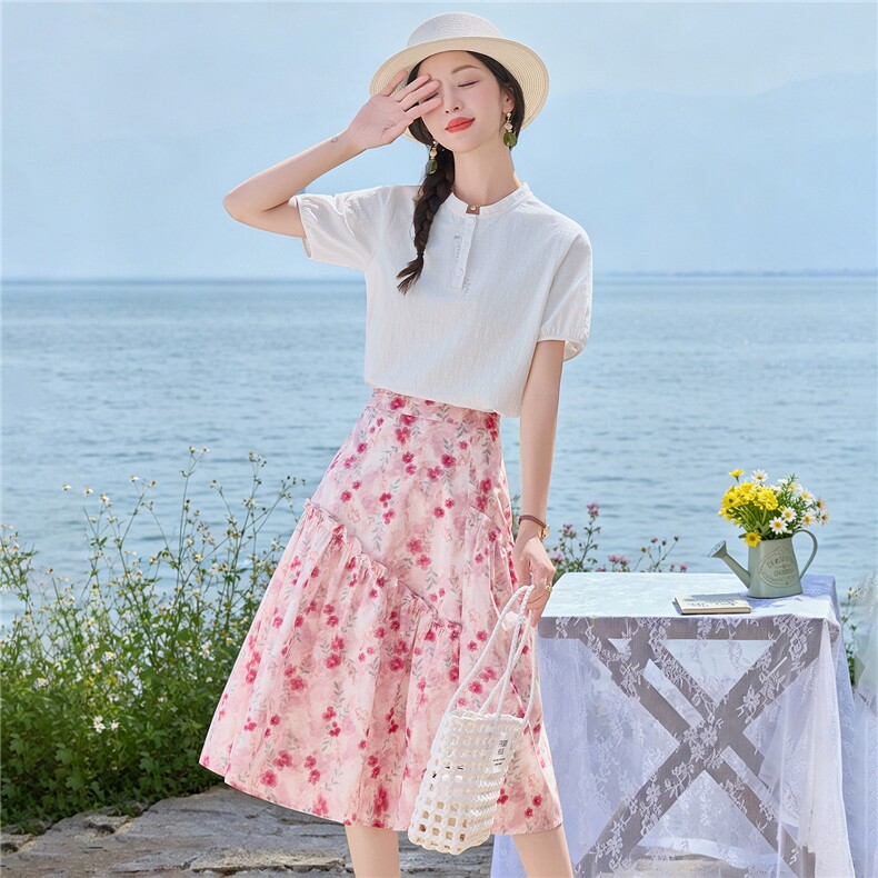 8365时尚刺绣上衣+印花半裙套装（可分开购买）,女装套装/套裙,倪叶myz