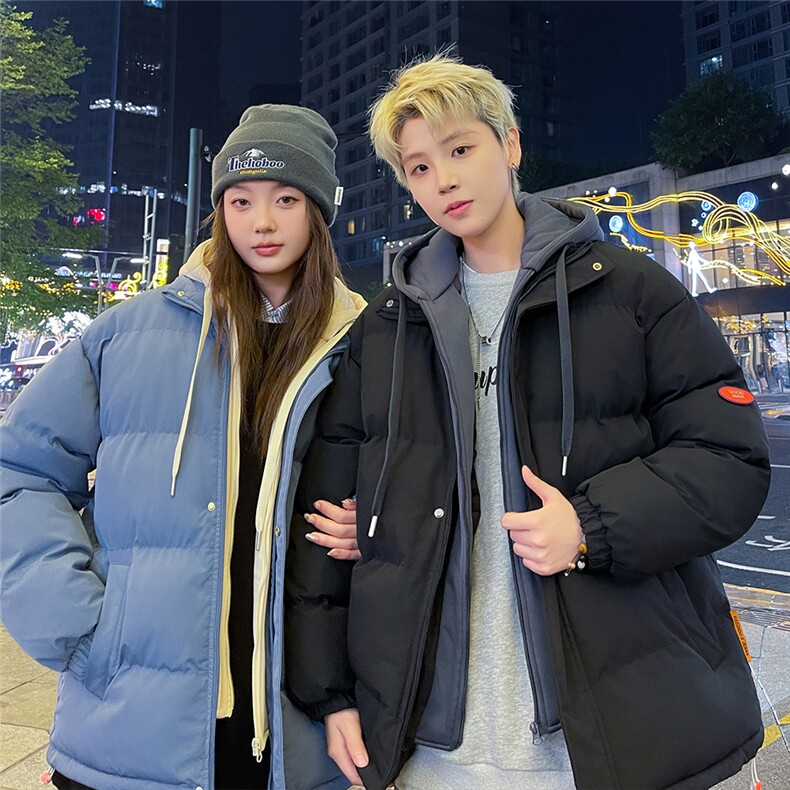 特批港风情侣夜景新款时尚宽松假两件连帽棉衣MY2273P70控118,男装棉衣,电商A247