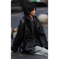 2025复古皮衣男潮流新款机车夹克女秋冬美式街头立领外套，男装夹克，星座506A