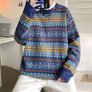 2024秋冬新款针织毛衣男韩版时尚青年毛线衣条纹A161-2-M2067-P65,男装针织衫/毛衣,电商A161-2
