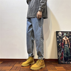 k1050-p45-控68现货oversize蓝色风牛仔裤拼接，男装牛仔裤，星座116