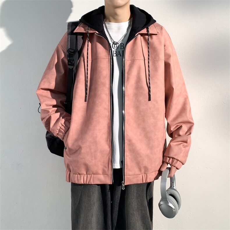 美式复古假两件皮衣夹克男春季潮牌宽松休闲外套A406JK6002P90,男装夹克,星座309（原A406）
