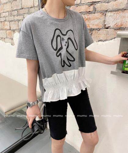 印图休闲针织上衣，女装，沐·沐