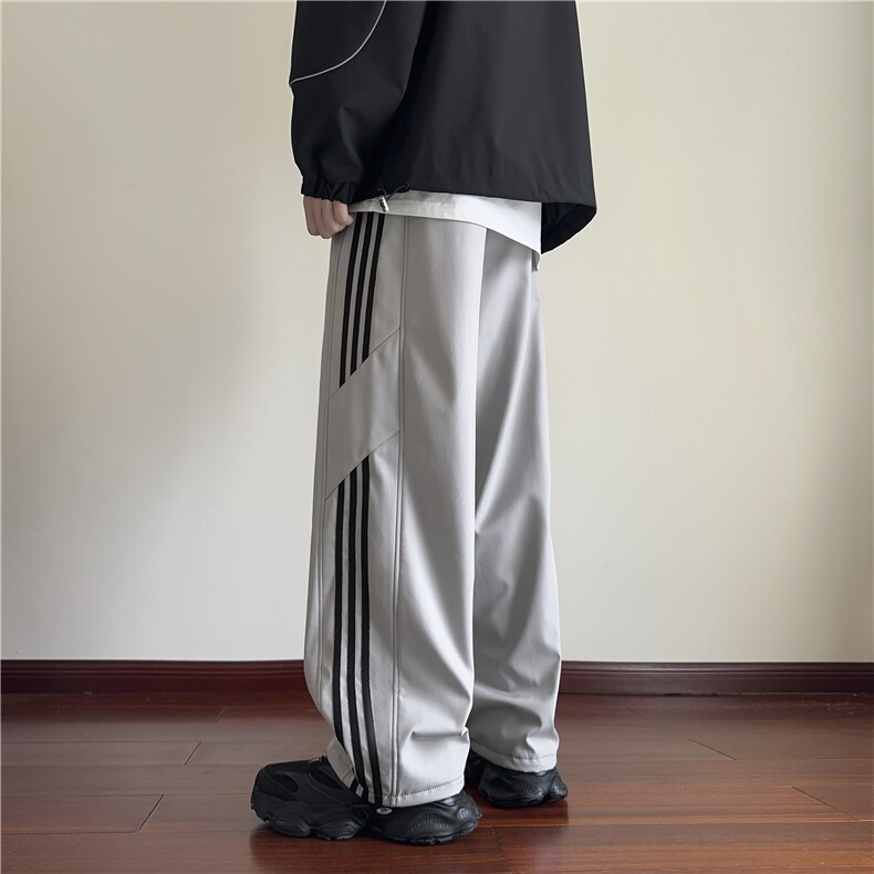 抖音品质冬季加绒条纹设计宽松冲锋裤B315-K24315JR-特p40控78,男装休闲裤,电商B315