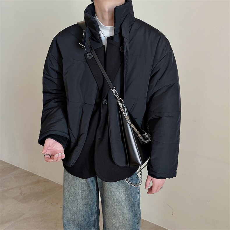 冬季新款设计款假两件小众休闲宽松棉衣男加厚棉服M103-P155控185,男装棉衣,电商B267