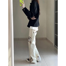 【有货】火焰蕾丝白色牛仔裤美式高街vibe微喇裤子B07LL-特P50，男装牛仔裤，星座1007（原301D）